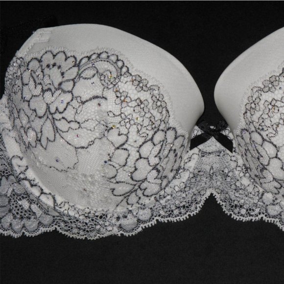 Vintage Victoria’s Secret Floral Embroidery Rhinestones Push Up Bra - Picture 13 of 16